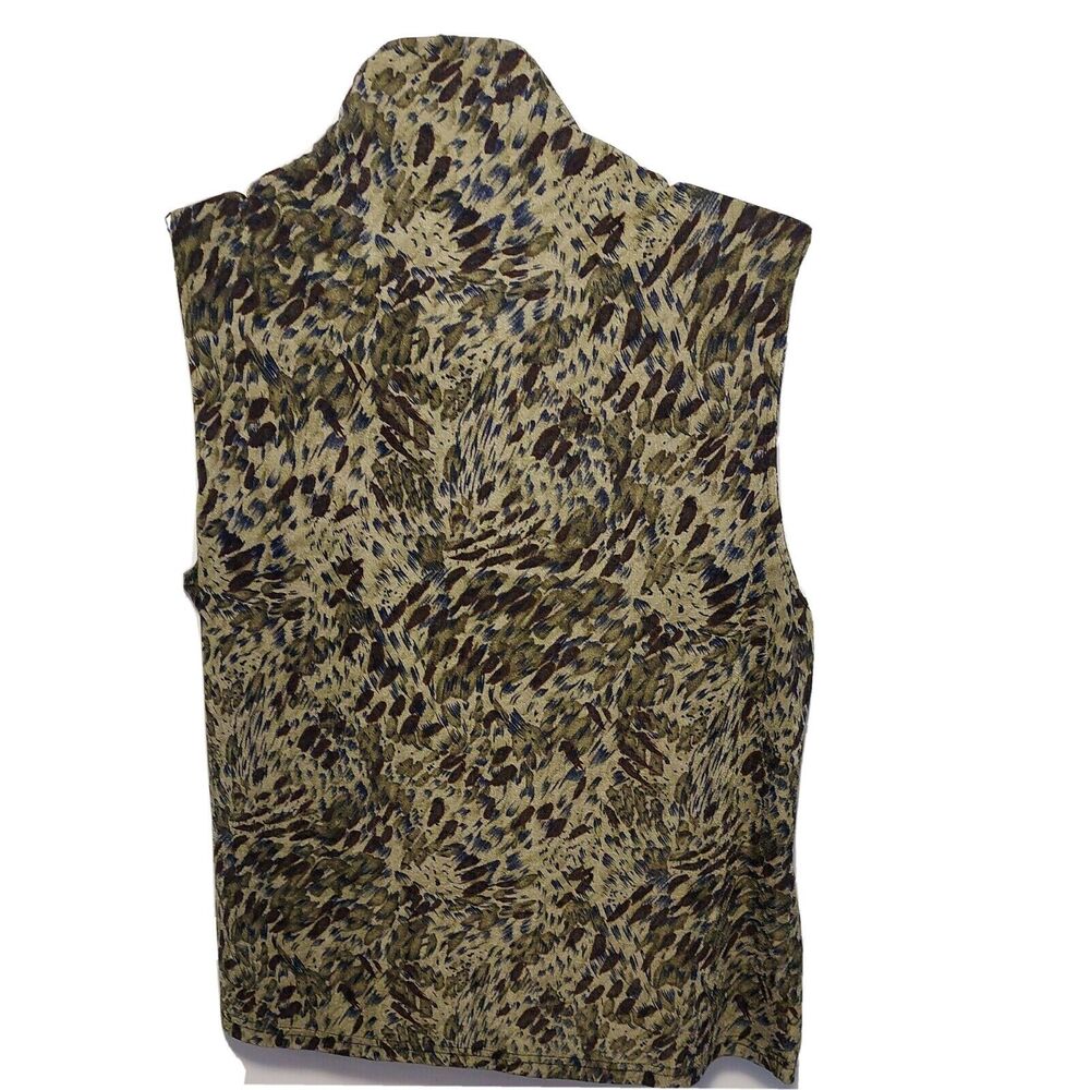 JKLA CALIFORNIA Sleeveless Top Large Cowl Neck Green Brown Stretch - Picture 6 of 8